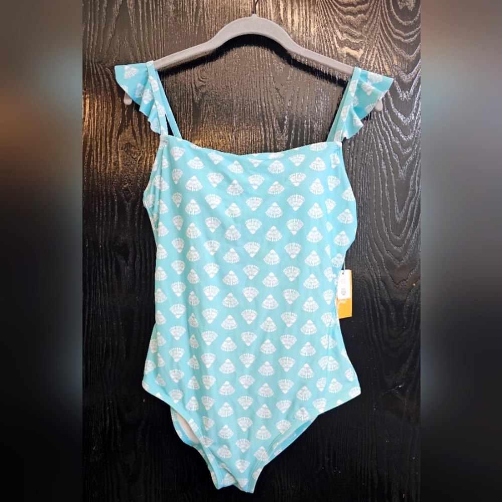 Women's Kona Sol one-piece sky blue shell bathing suit, Large
